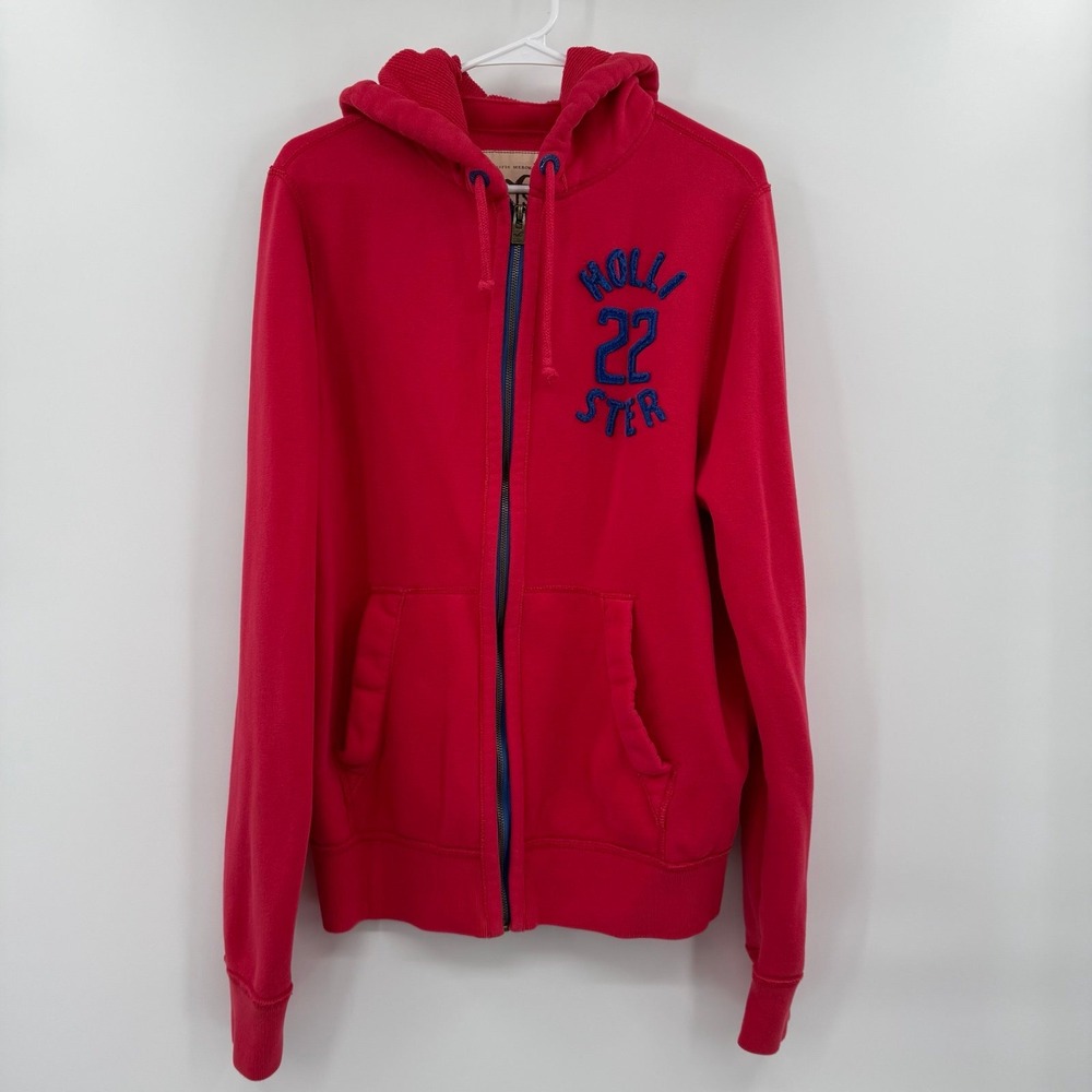 Men's vintage Y2K hollister full zip red waffle hoodie size xl